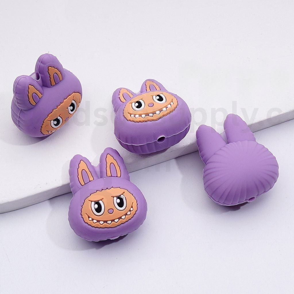 3D featuring Cute Multi Color Labub Monster Head Po Mar Design Silicone Focal Beads