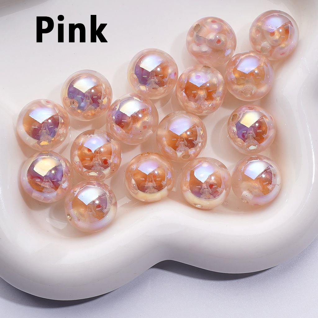 16MM Clear Glossy Resin Beads with UV Coating, Colorful Peanut Beads Encased Inside