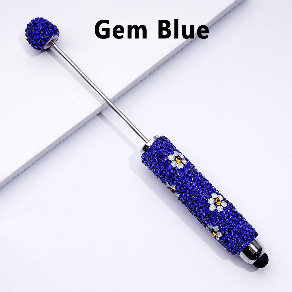 Beadable Clay Stylus Pen Adorned with Charming Mini Flowers & Sparkling Multi-Color Rhinestones