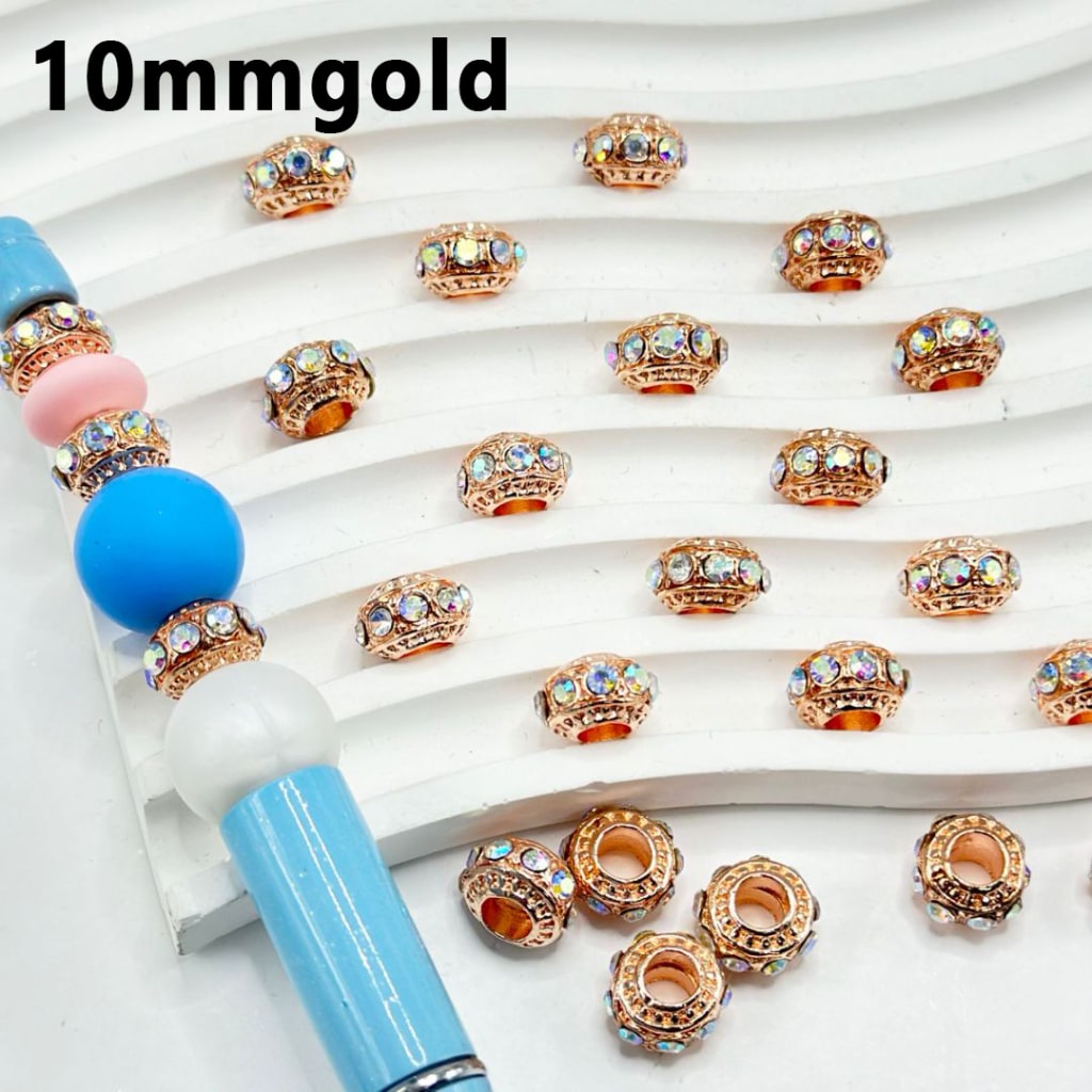 Bling Bling Large Hole AB Rhinestones Metal Wheel Abacus Spacer, 10MM