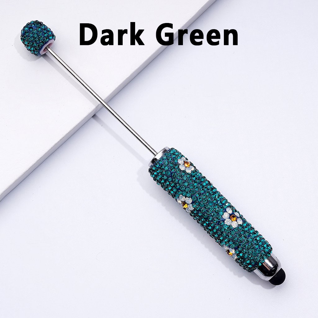 Beadable Clay Stylus Pen Adorned with Charming Mini Flowers & Sparkling Multi-Color Rhinestones
