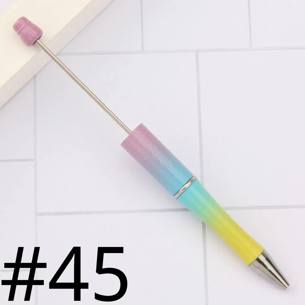 Colorful Plastic Beaded Pens in Solid, Ombre Gradient, and Neon Shades, READ THE DESCRIPTION