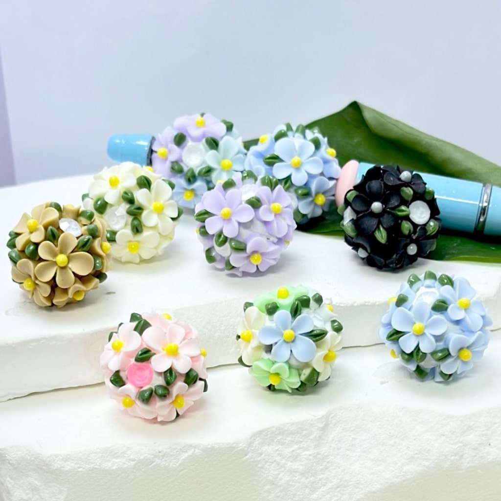 Shiny Zircon Rhinestones Multi-Color Cute Flowers Clay Beads 20MM Please Read the Description