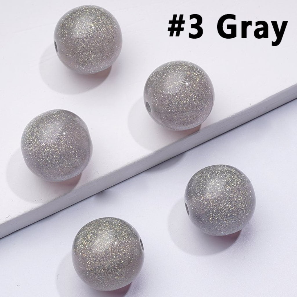 Glitter Shiny Glossy Colorful Round Acrylic Beads, 12MM