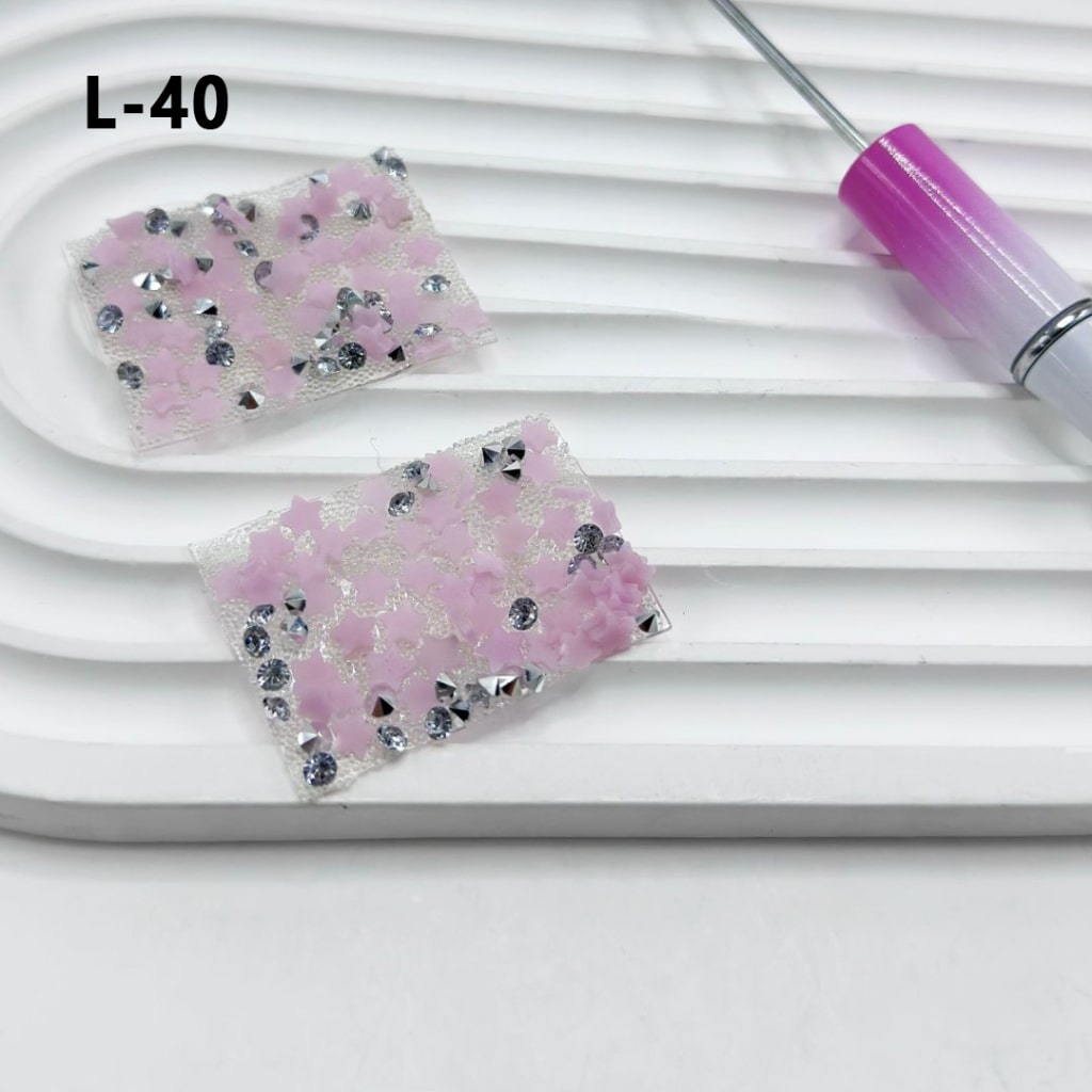 Cone Shape Clear Rhinestones with DIY Bling Bling Wraps Tapes Pink Stars for Pen, Around 40*28MM, 78pcs in 1 Sheet, Please Read the Description