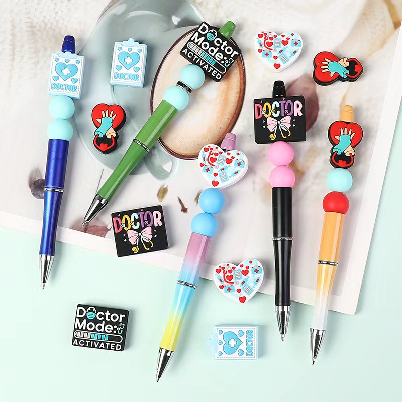 Medical Series Doctor Tools Stethoscope, Heart, Syringe & Mask Silicone Focal Beads