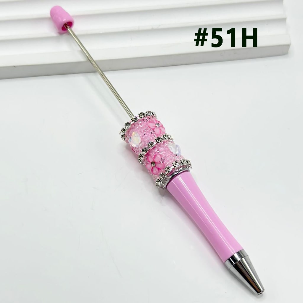 Clear Rhinestone with DIY Beadable Pen Chain Mini Cute Flowers Clear Hearts in Solid Color