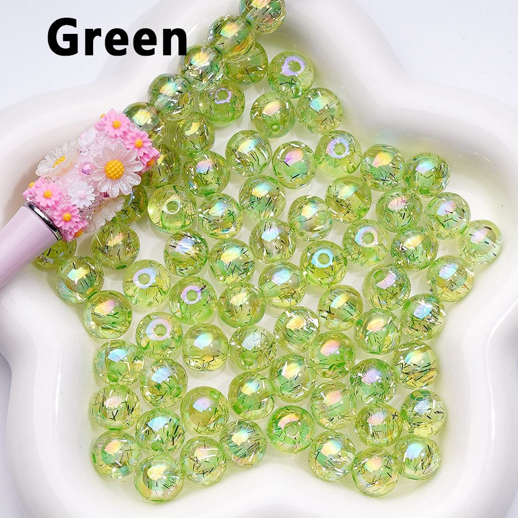 12MM Round Acrylic Beads – UV-Coated Multi-Color Translucent with Mini Silver Foil Paper Inside