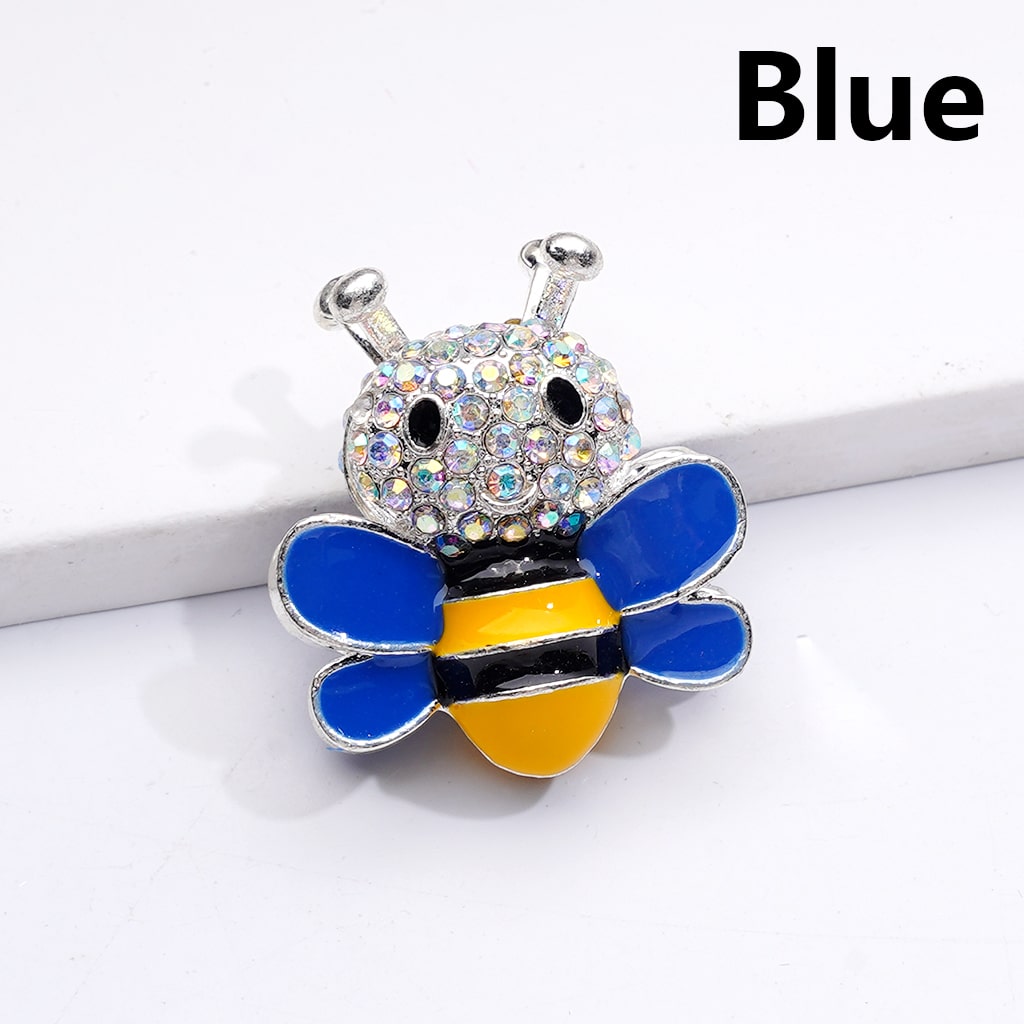 Fancy Bee Design with AB Rhinestones & Solid Color Wings Silver Alloy Beads 29×26MM