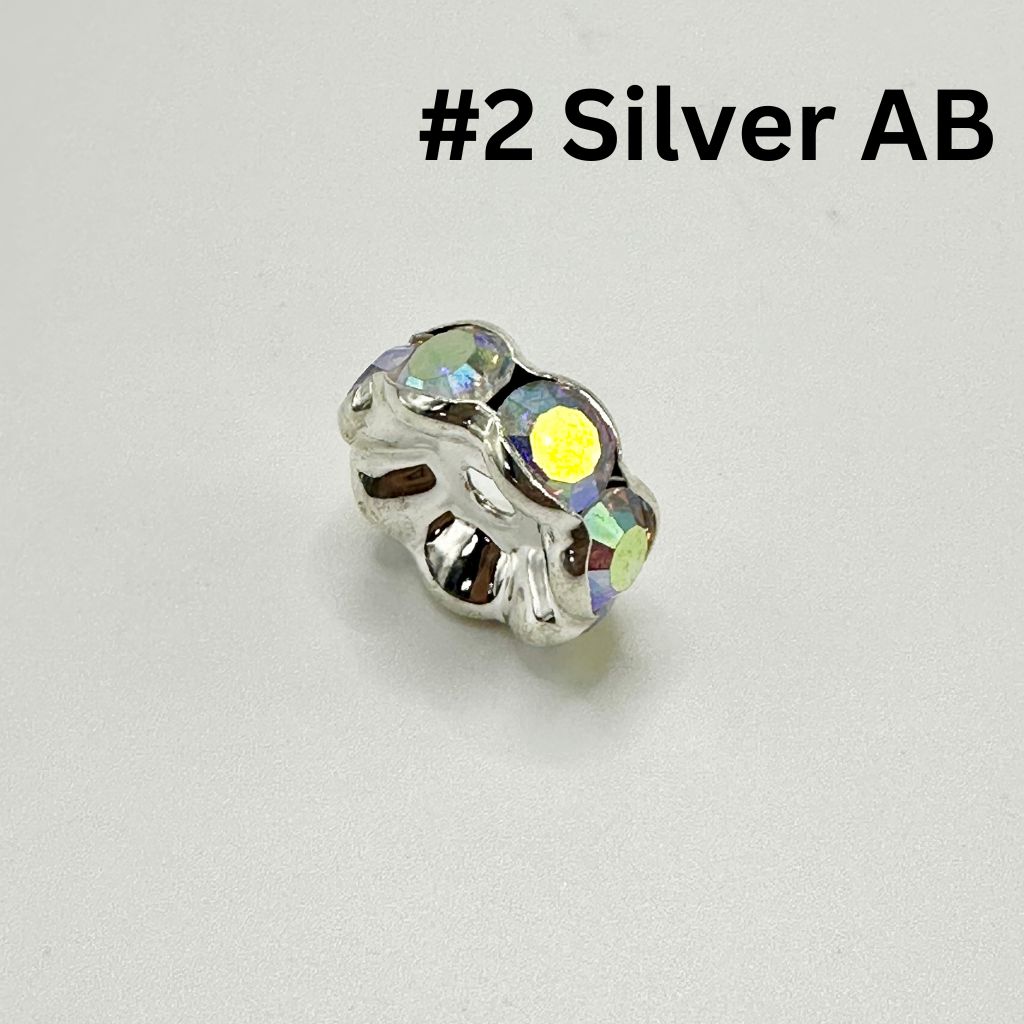 Wavy Spacers with Rhinestones in Solid Colors, Huge, 20mm, ZJ