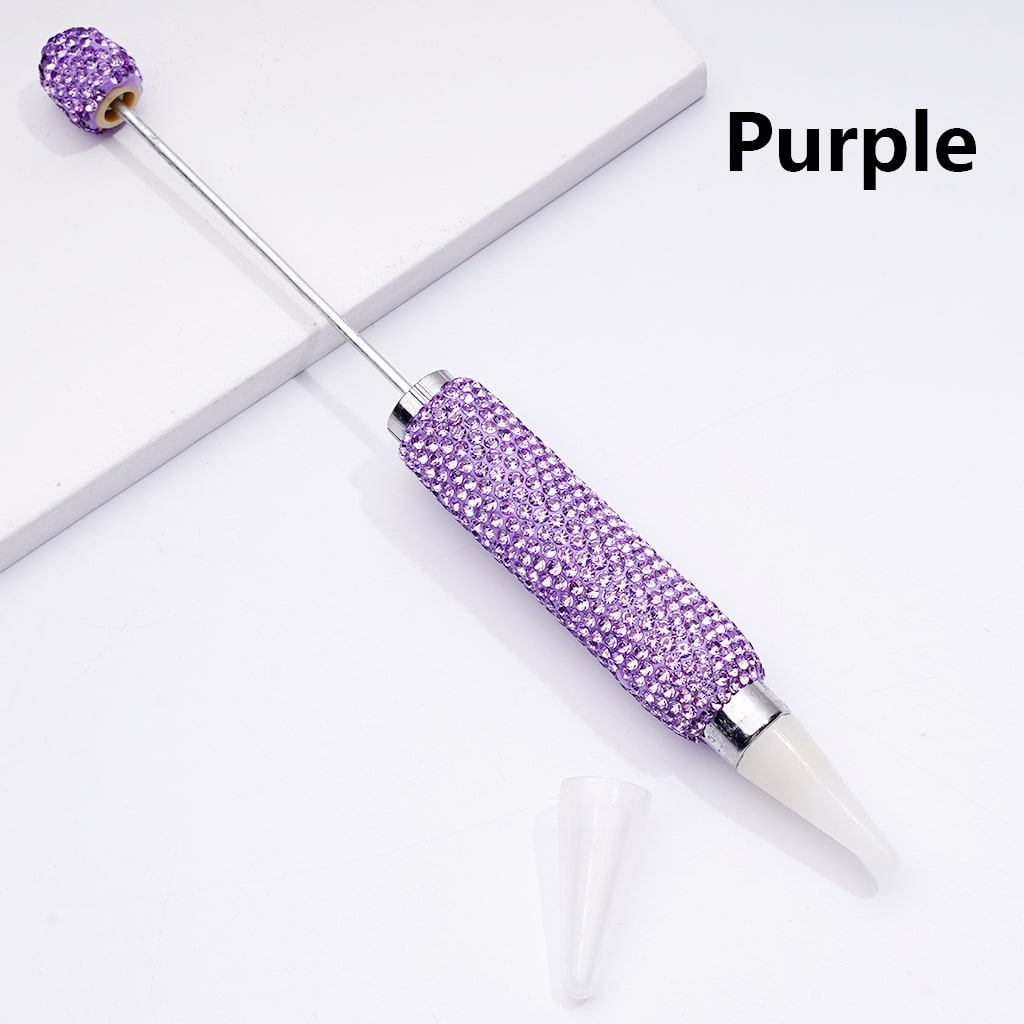 Beadable Clay Wax Picker Pen with Shiny Rhinestones Solid Color Dotting Tool for Rhinestones, Replaceable Wax Tip (Please Read Description)