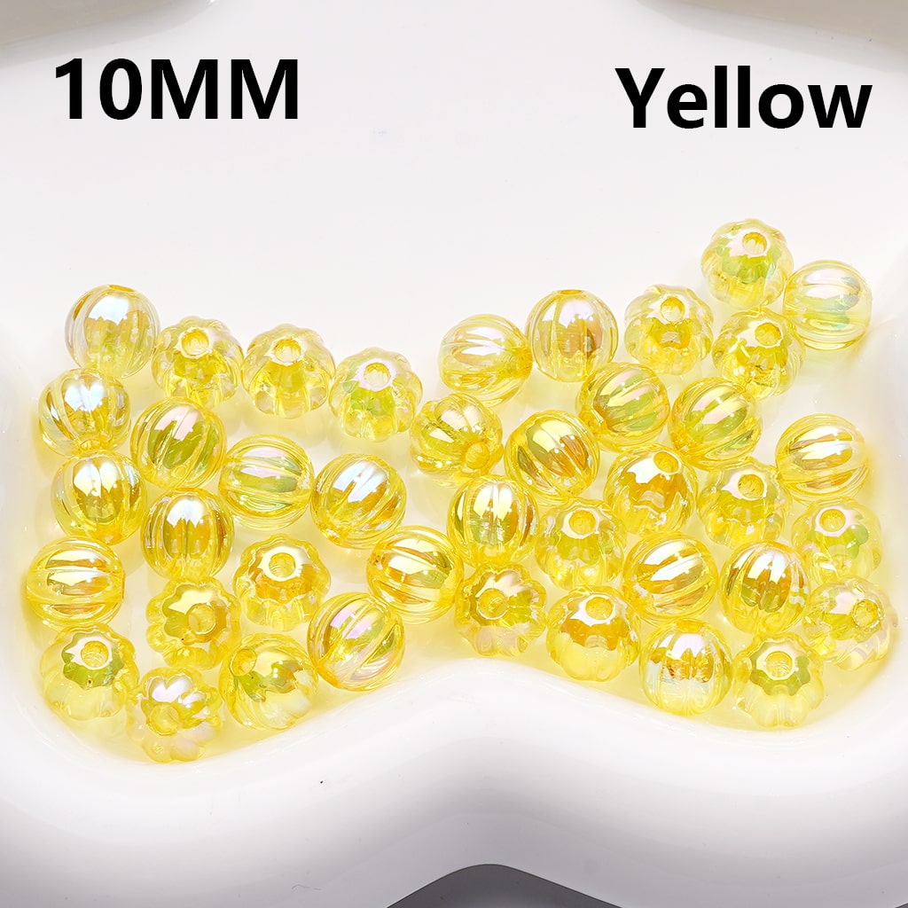 UV Coated Translucent Pumpkin Halloween Design Multi-Color Acrylic Beads 10MM