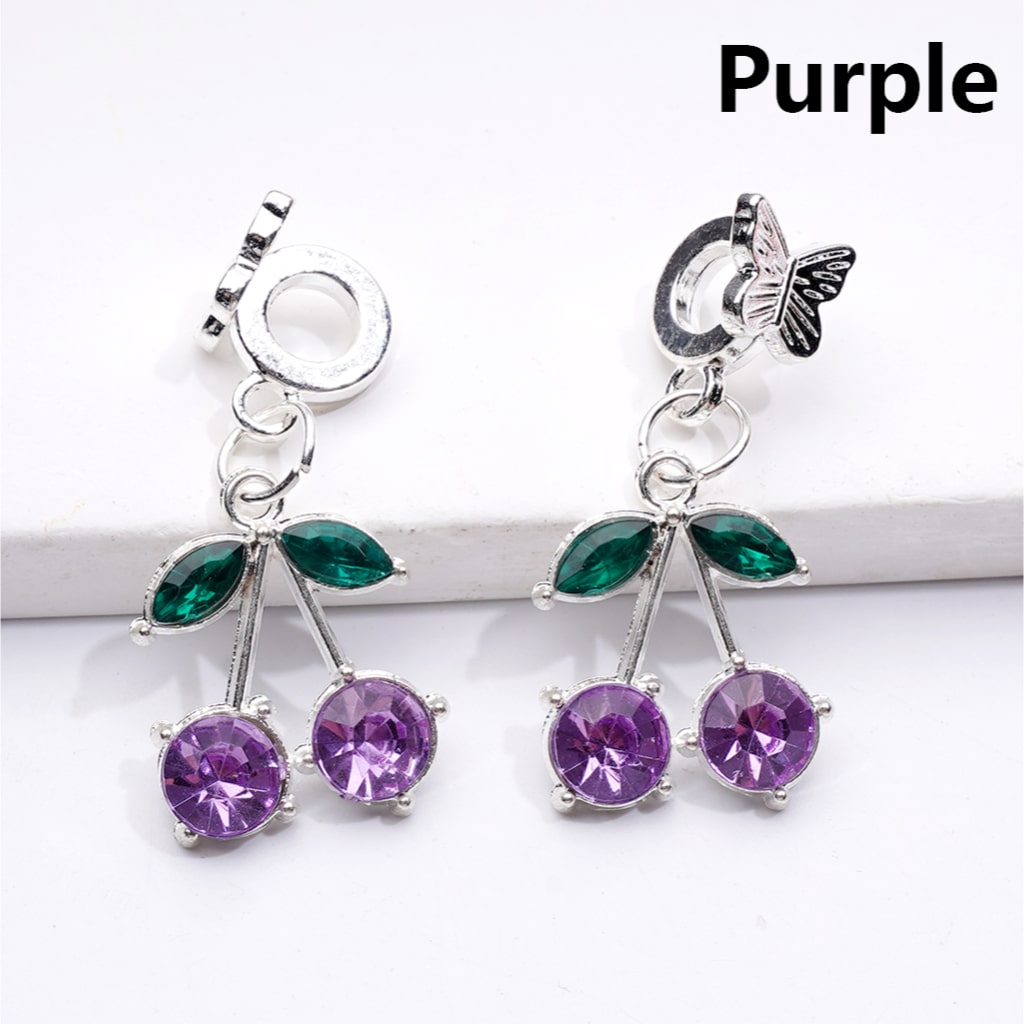 Dangle Butterfly & Crescent Moon Charms Silver Alloy Bail Beads Rhinestone Pendant Jewelry