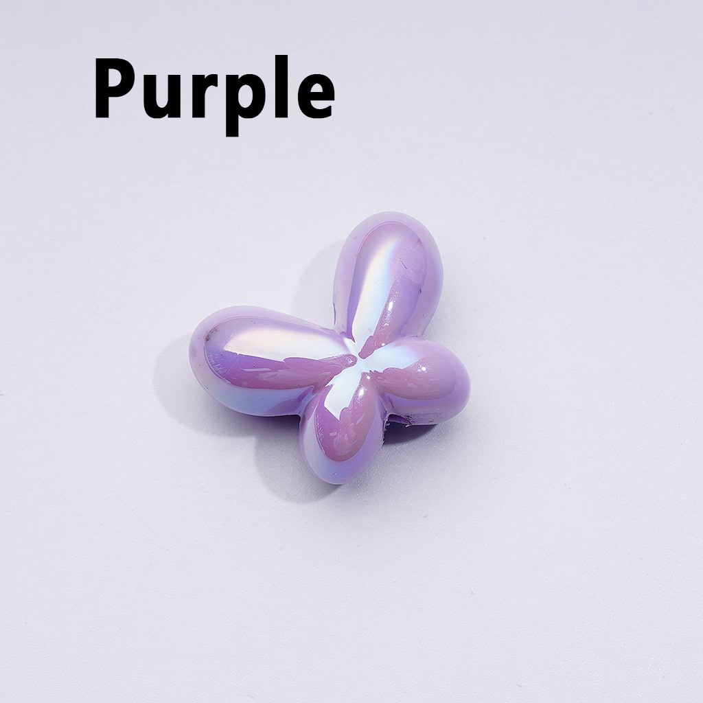 Luminous UV Coating Acrylic Beads with Shiny Butterfly and Bowknot Design, 25x19MM