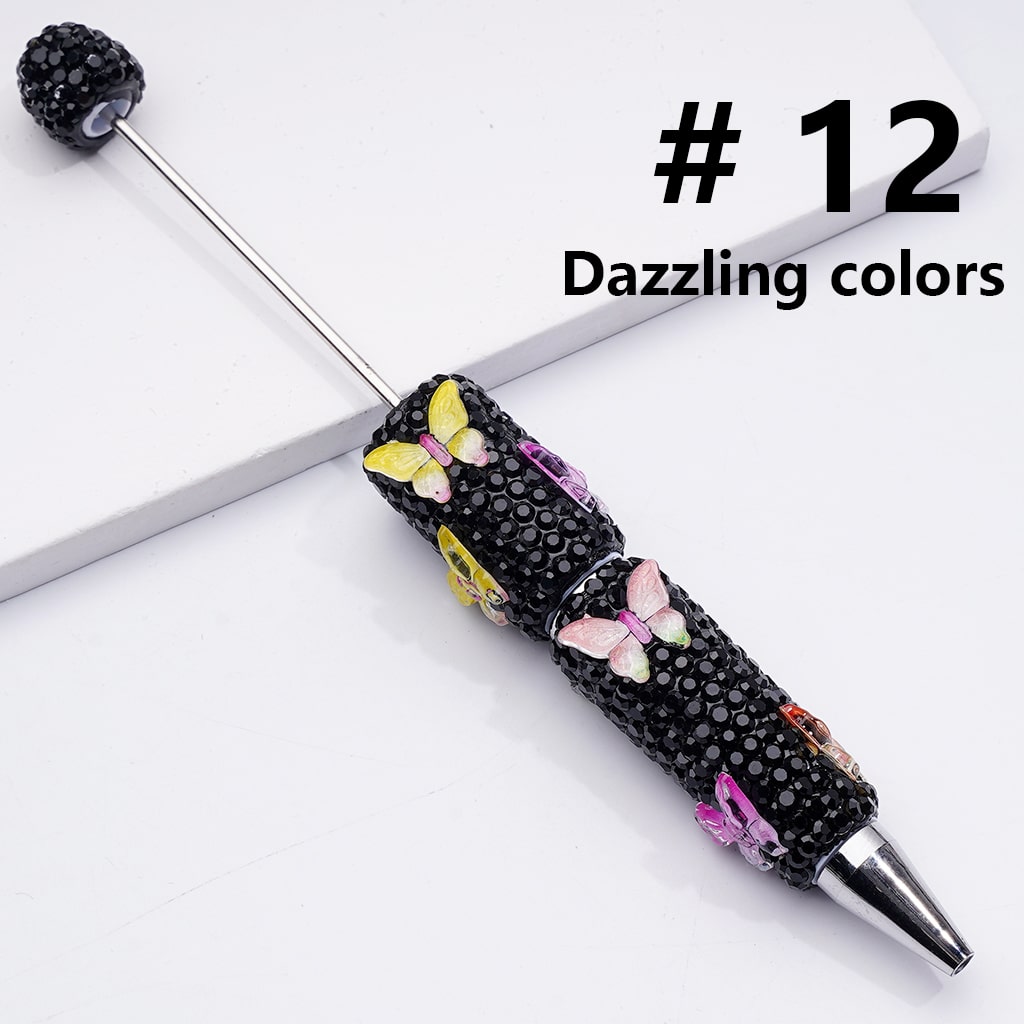 Black Rhinestones Double Color Butterfly Beadable Clay Pens