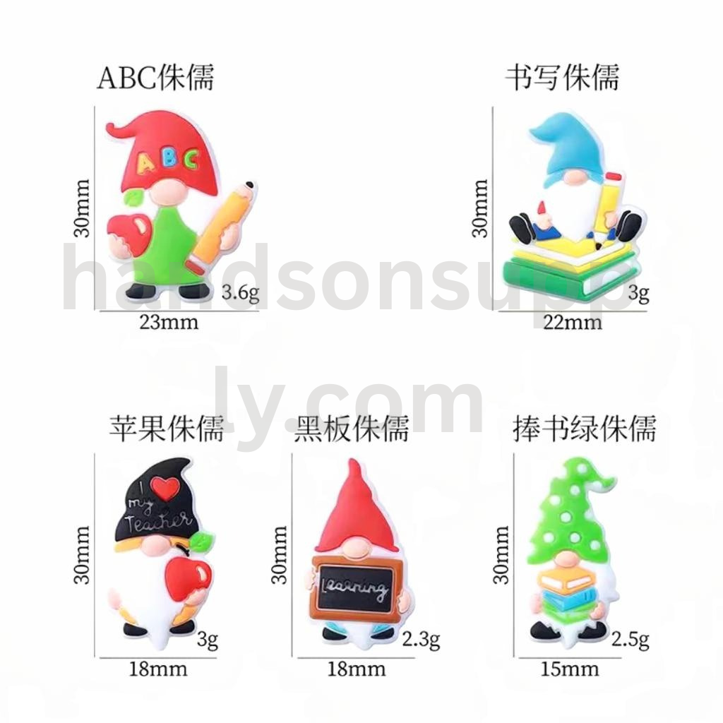 Teacher Gnome with Books Design for School Theme Crafts Random Mix Silicone Beads