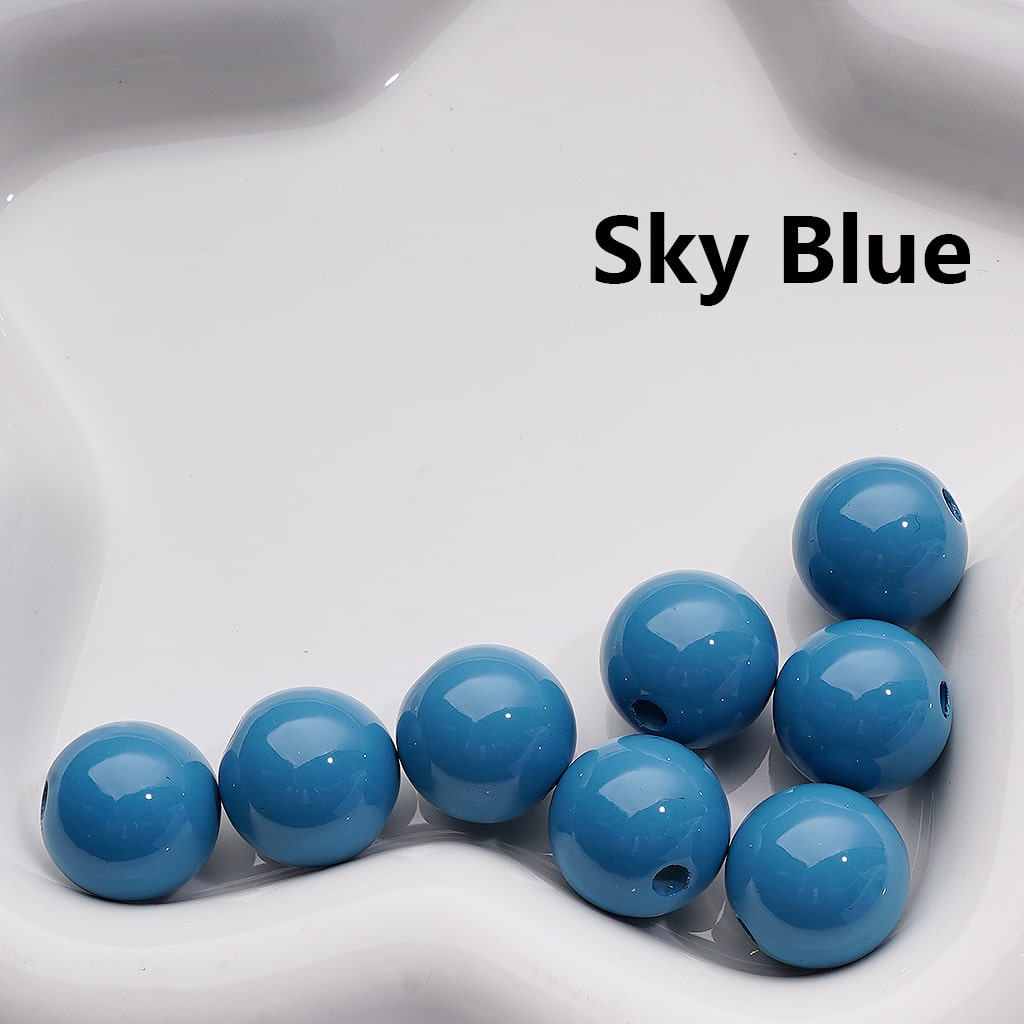 Solid Color Round Acrylic Beads Stoving Varnish 16MM (Single Color is available for 200pcs Whole bag)