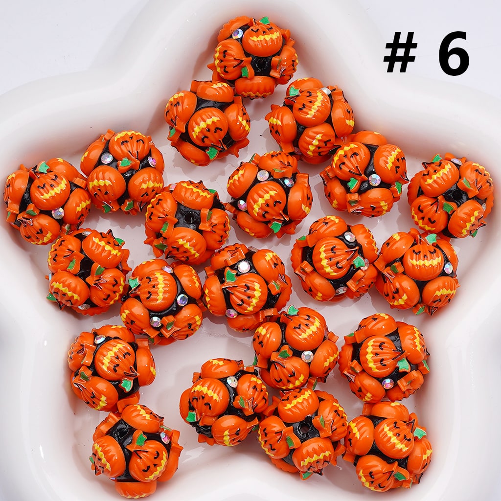 Halloween Mix with Clown, Ghost Face, Pumpkin & Wizard Hat Clay Beads 20MM