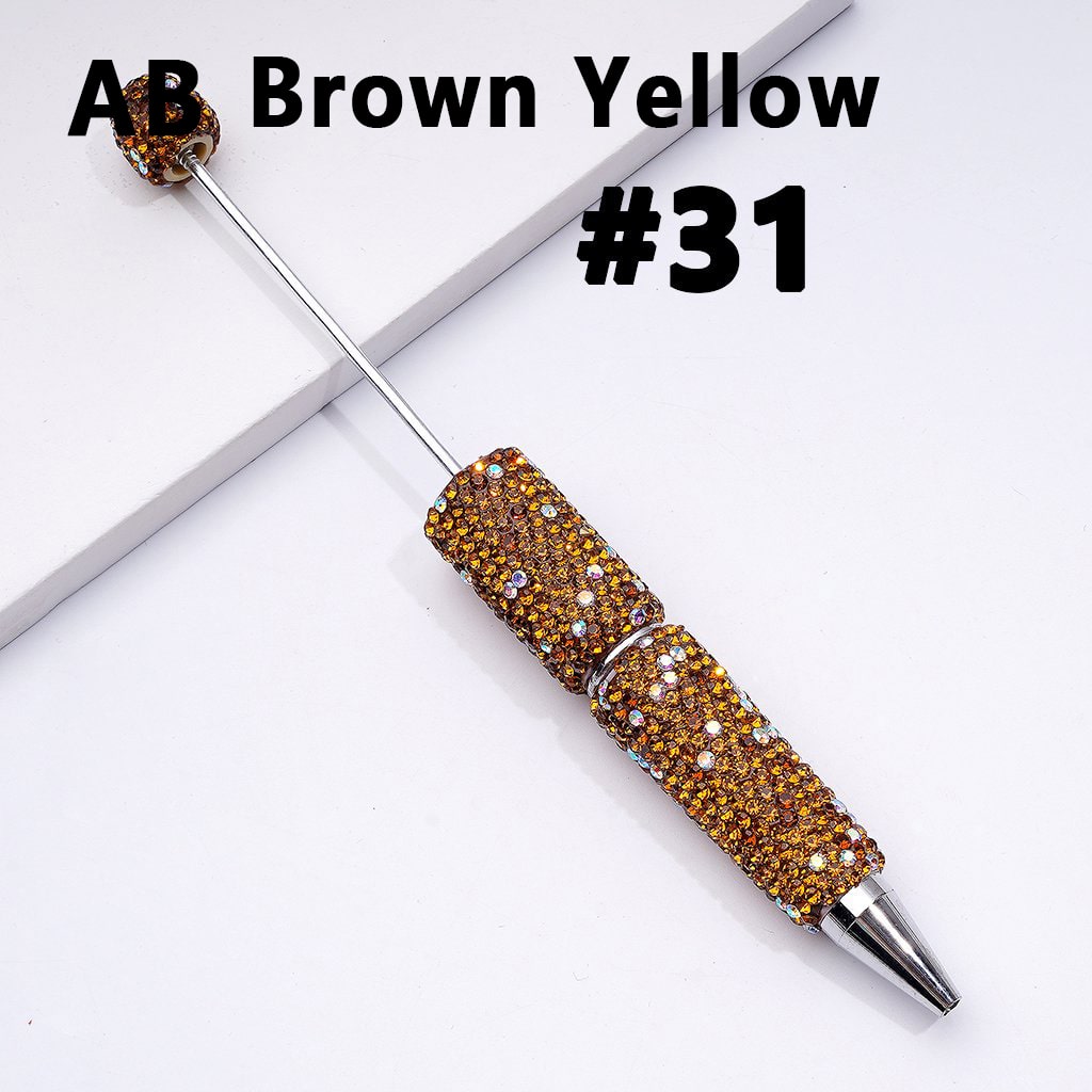 Beadable Clay Pens – Fully Wrapped in Multi-Color & AB Rhinestones for a Vibrant, Eye-Catching Design
