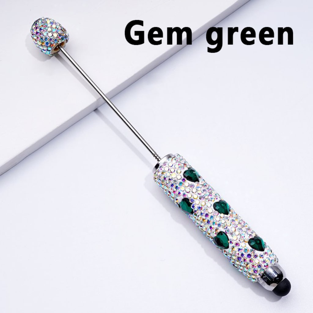 Colorful Heart Rhinestones Mini AB Rhinestones with Beadable Clay Stylus Pens Covered the Entire Pen
