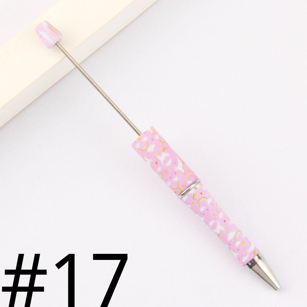 Pink Flowers with Clouds Printed Beadable Pens, No. 17