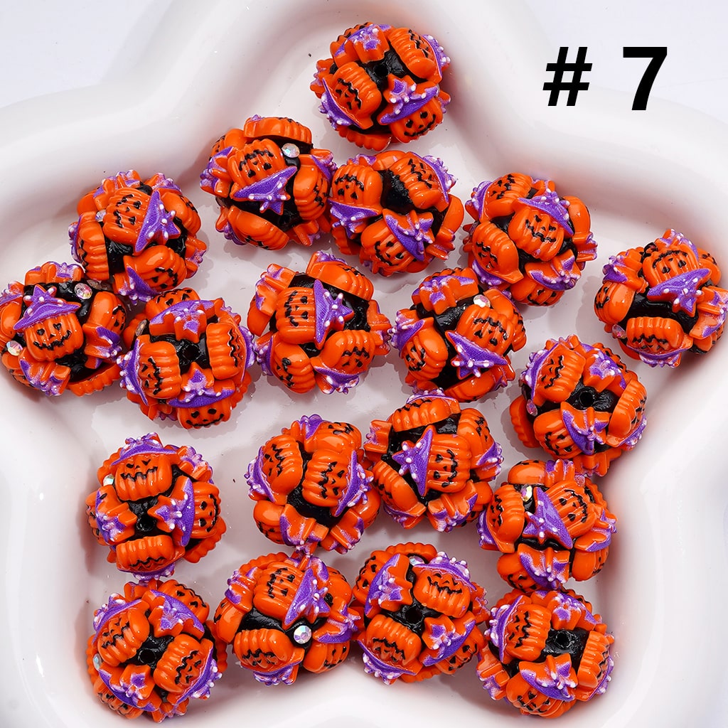 Halloween Mix with Clown, Ghost Face, Pumpkin & Wizard Hat Clay Beads 20MM