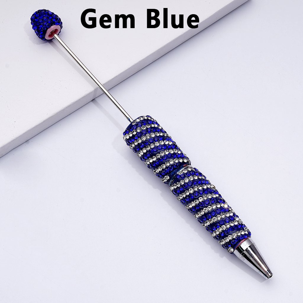 Clay Beadable Pens – Covered in Dual-Color Rhinestones with Oblique Striola Stripes