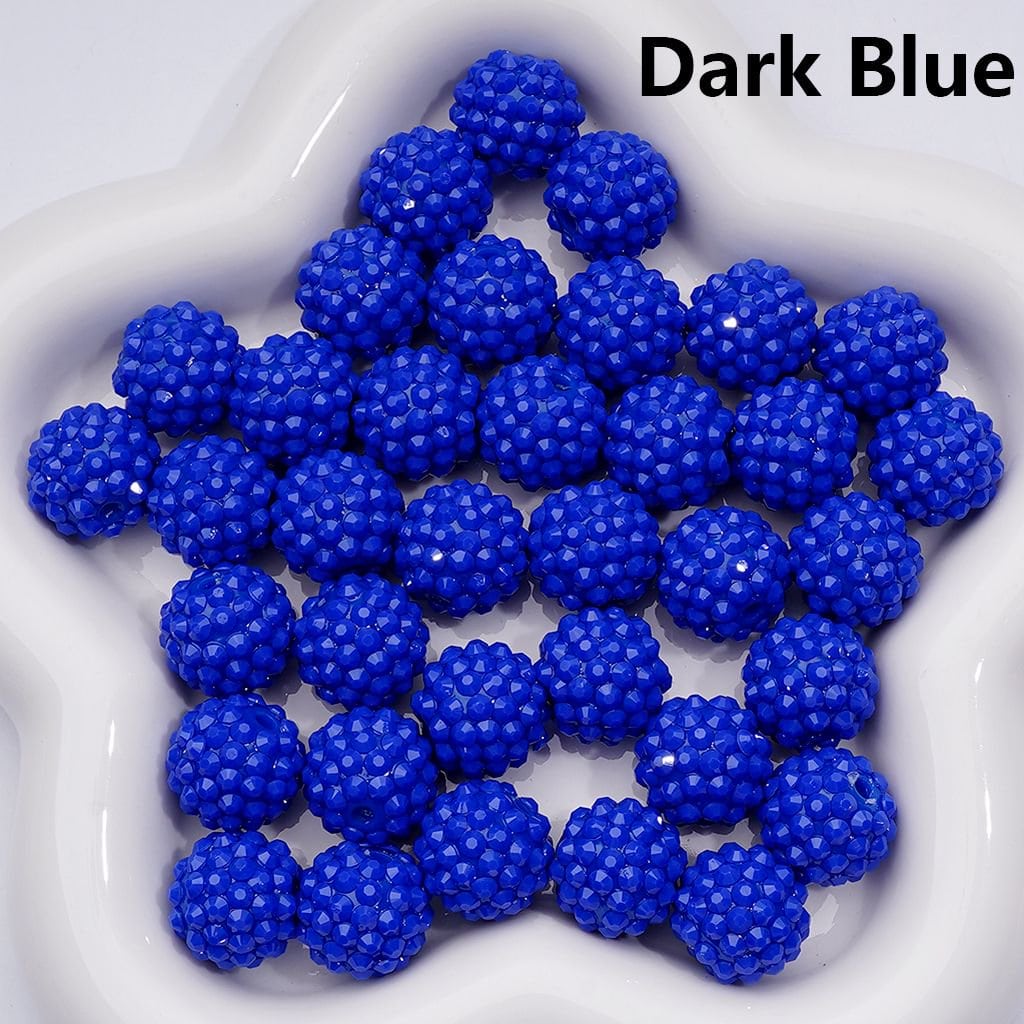 Waxberry Ball Round Acrylic Beads Solid Color with Sparkling Rhinestones,16MM Accent Beads