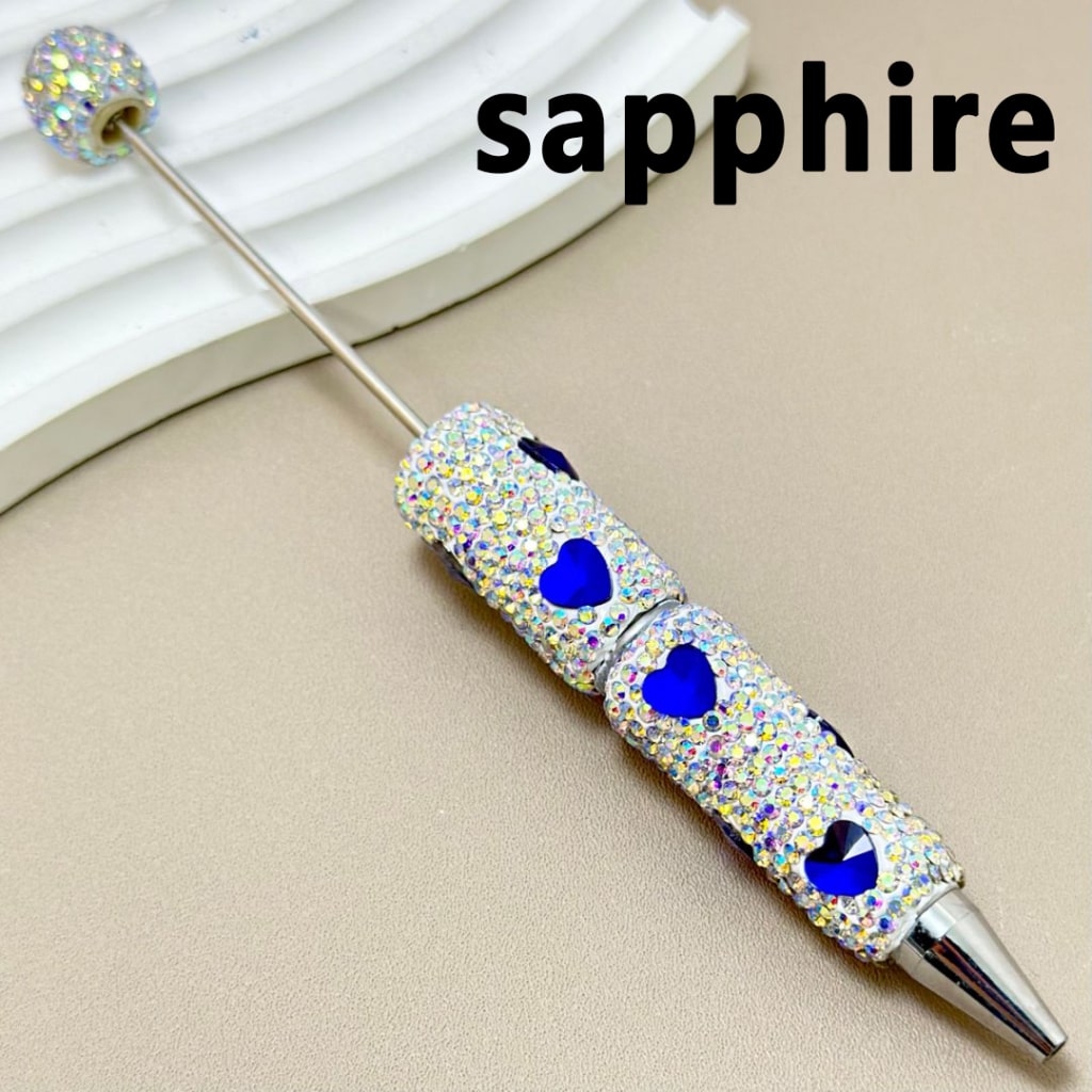 Colorful Heart Rhinestones and Mini AB Rhinestones Beadable Clay Pens Covering the Entire Pen"