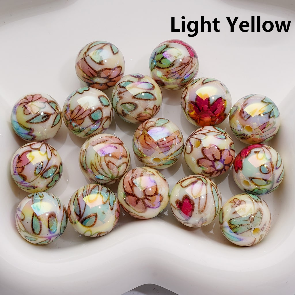Shiny Flowers Multi-Color UV Coating Round Acrylic Beads, 16MM (Single Color is available for 200pcs Whole bag)