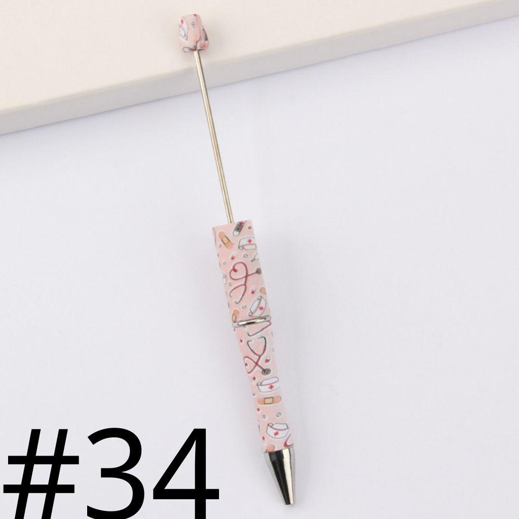 Pink Nurse Printed Beadable Pens Number 34