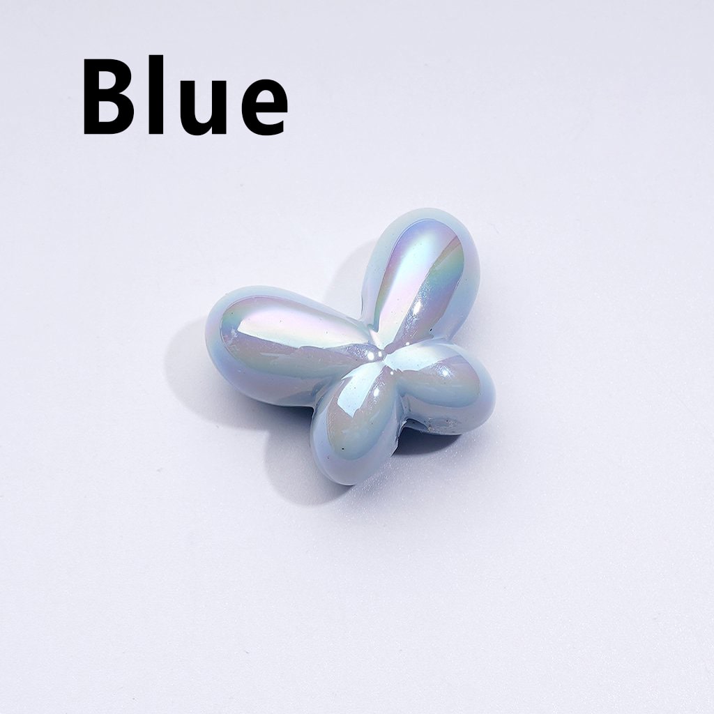 Luminous UV Coating Acrylic Beads with Shiny Butterfly and Bowknot Design, 25x19MM