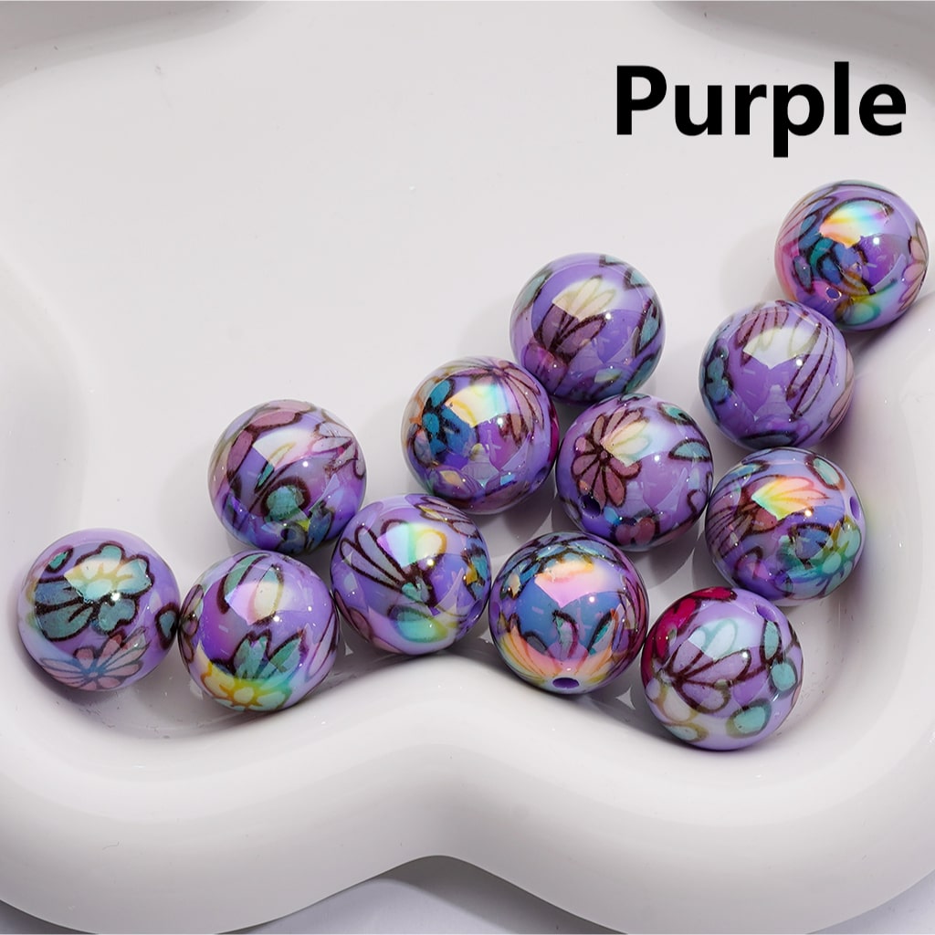 Shiny Flowers Multi-Color UV Coating Round Acrylic Beads, 16MM (Single Color is available for 200pcs Whole bag)