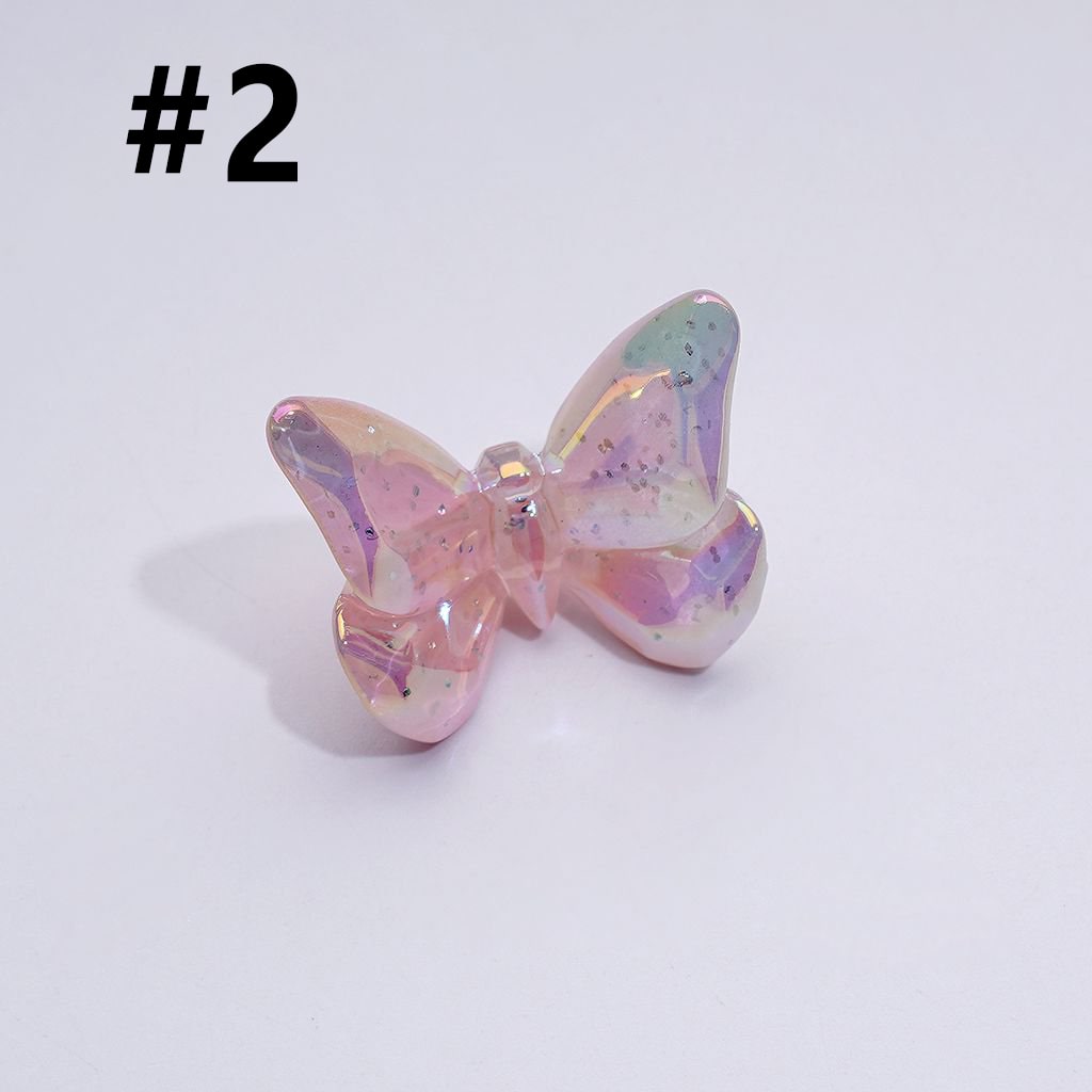 Multi-Color UV Coating Dazzling Butterfly Acrylic Beads, Around 24*20MM