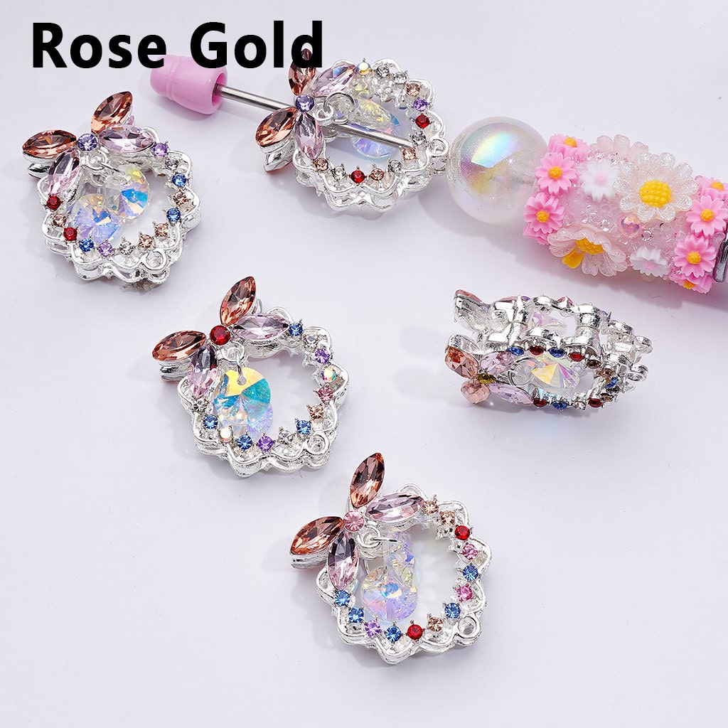 Sparkling Silver Alloy Garland Wreath – Bowknot Beads with Vibrant Rhinestone Pendants