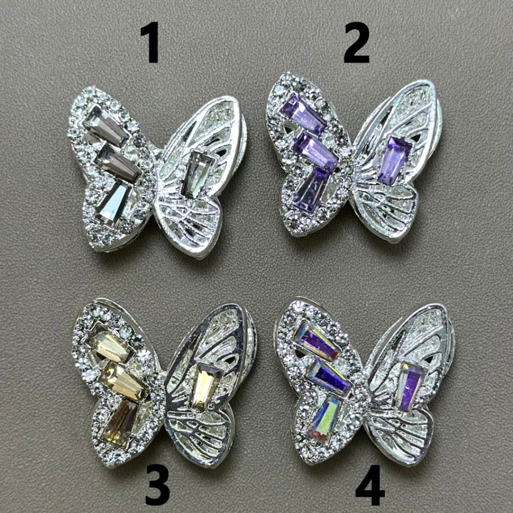 Large Silver Alloy Butterfly with Colorful Bling Bling Rhinestones Beads, 22*22MM, Please Read the Description