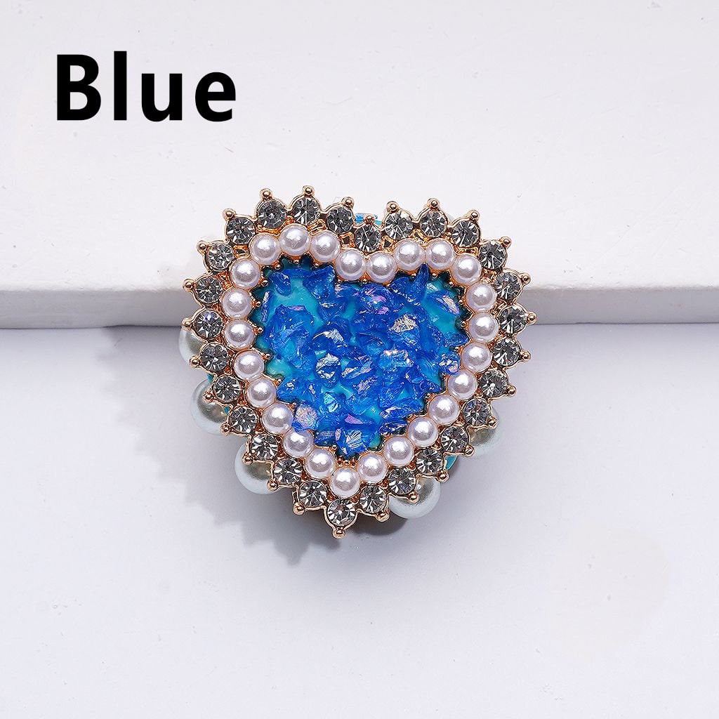 Shiny Rhinestones White Pearls Bling Bling Fancy Gold Alloy Heart with Mini Stones Rocks Clay Beads, Around 28*28*13MM