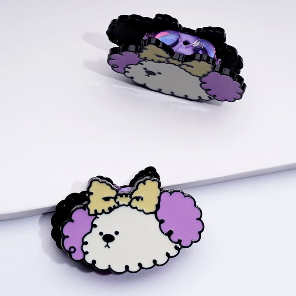 Puppy Cute Alloy Dog with Bows Colorful Flowers Oval Pearls Round Clay Beads, Around 42*30MM