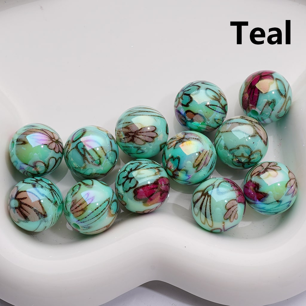 Shiny Flowers Multi-Color UV Coating Round Acrylic Beads, 16MM (Single Color is available for 200pcs Whole bag)