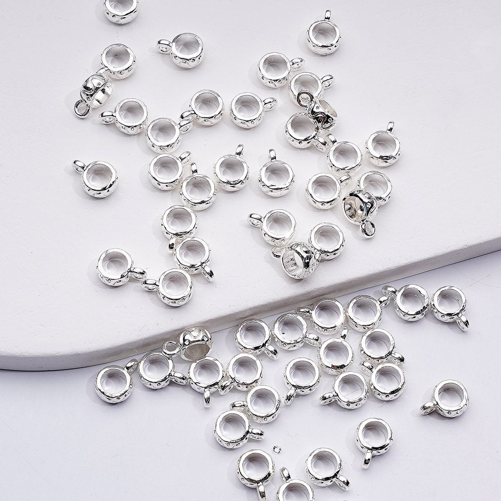 Gold & Silver Alloy Bail Beads 7MM Findings for Hanging Charms and Pendants