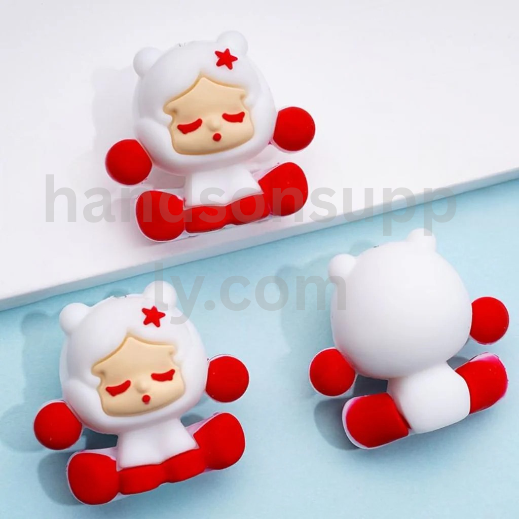 3D Colorful Skeleton Panda Character with Vibrant Design Silicone Focal Beads