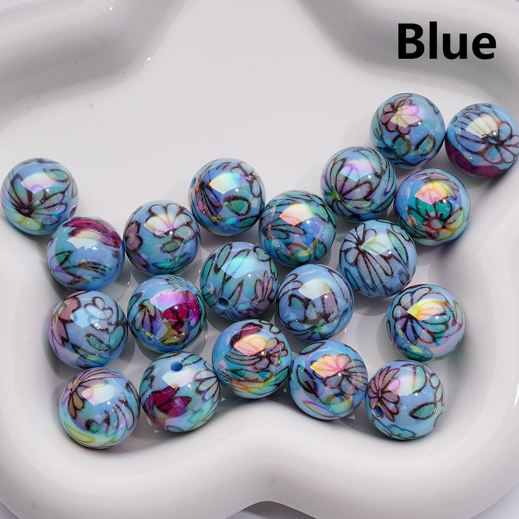 Shiny Flowers Multi-Color UV Coating Round Acrylic Beads, 16MM (Single Color is available for 200pcs Whole bag)