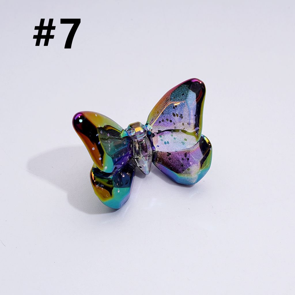 Multi-Color UV Coating Dazzling Butterfly Acrylic Beads, Around 24*20MM