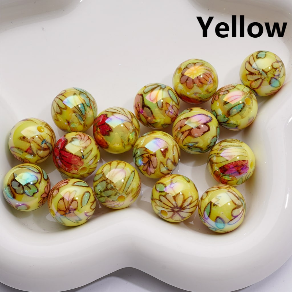 Shiny Flowers Multi-Color UV Coating Round Acrylic Beads, 16MM (Single Color is available for 200pcs Whole bag)