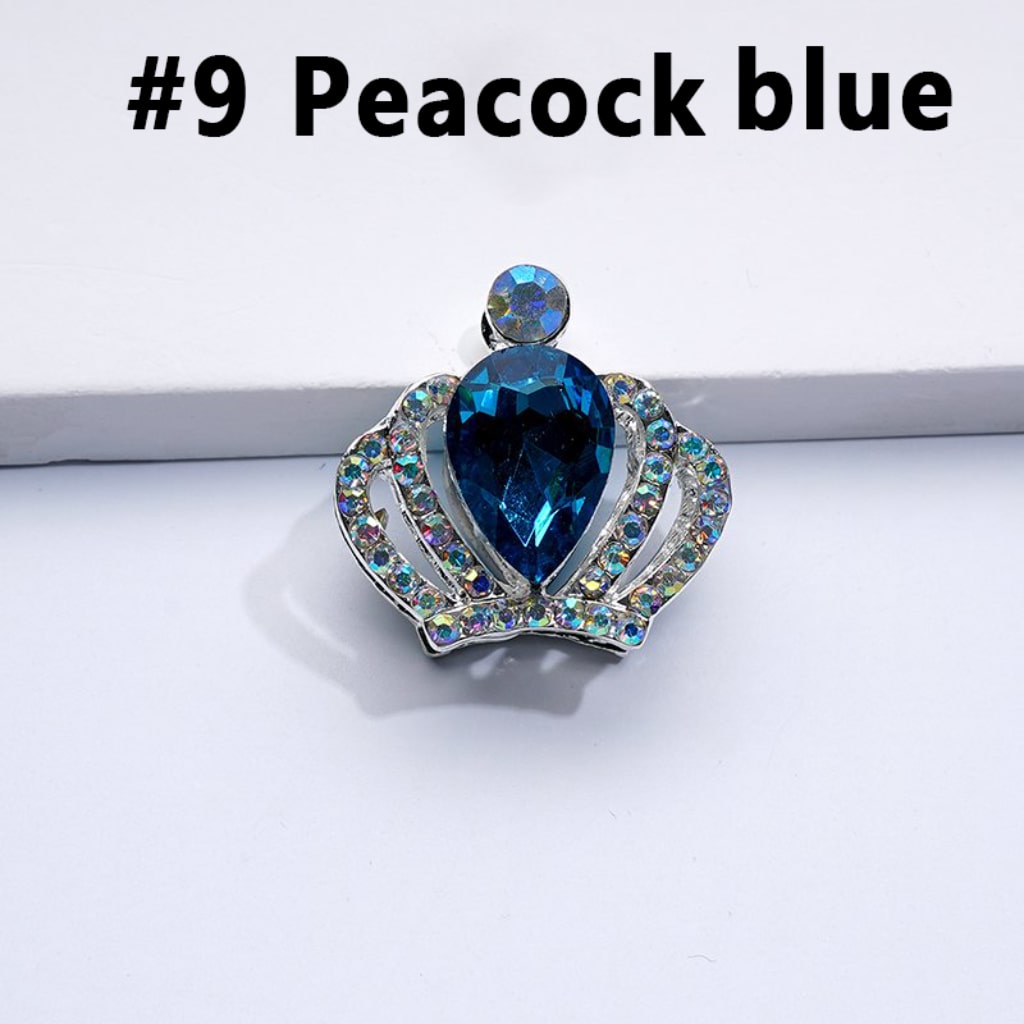 Alloy Bling Bling Silver Crown with Mini AB Rhinestones Colorful Water Drops Beads, Around 24*23MM