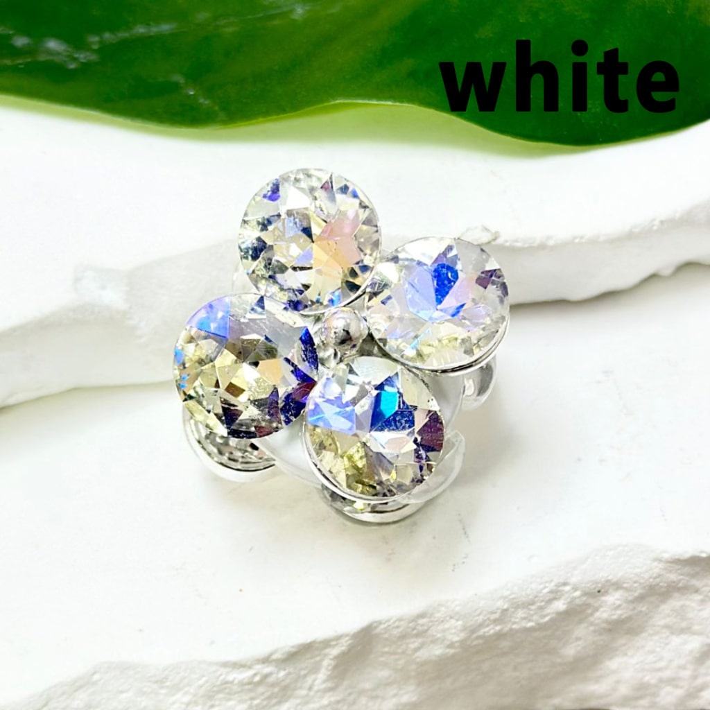 Colorful Shiny Rhinestones, Oval Pearls, and Exquisite Silver Alloy Flower Clay Beads 24MM