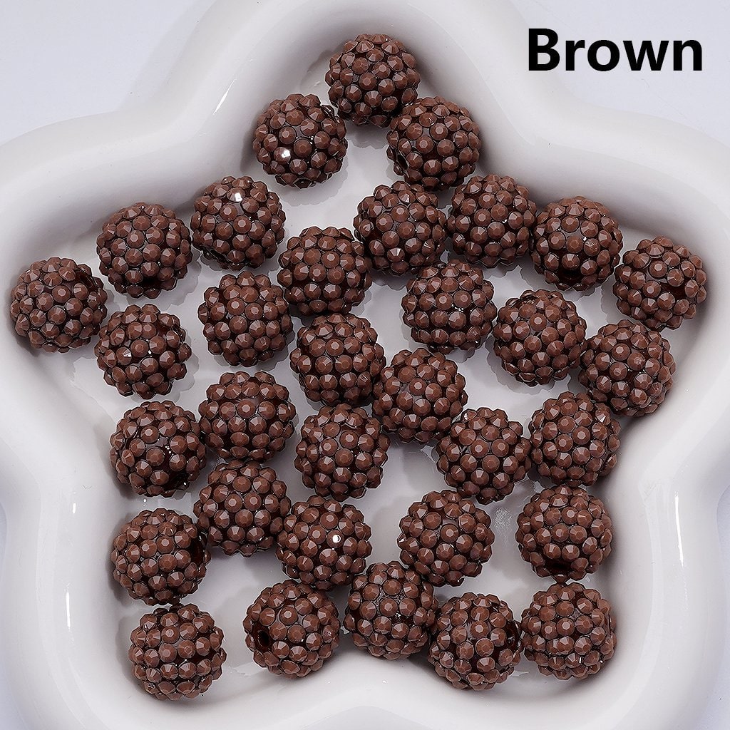 Waxberry Ball Round Acrylic Beads Solid Color with Sparkling Rhinestones,16MM Accent Beads