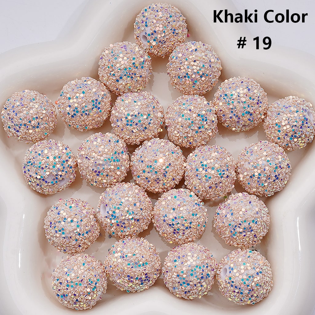 Shiny Confetti Round Acrylic Beads Solid Color Multicolor Look, 20MM