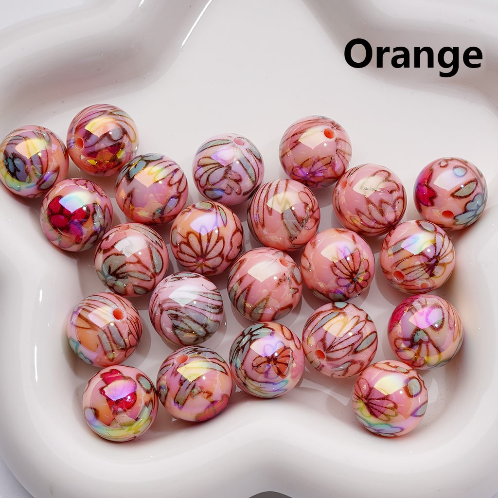 Shiny Flowers Multi-Color UV Coating Round Acrylic Beads, 16MM (Single Color is available for 200pcs Whole bag)