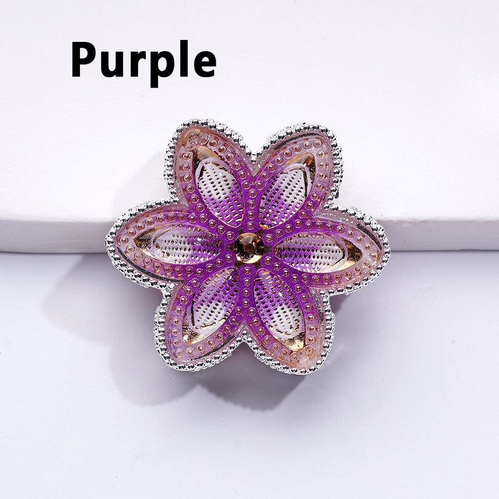 Sparkling Silver Hexapetalous Alloy Flower Beads with Vibrant Rhinestones – Approx. 32MM